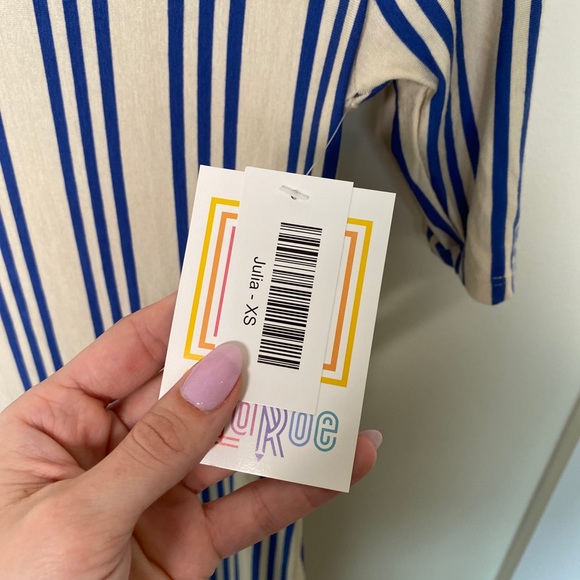 LULAROE XS Julia dress tan vertical stripe NWT - Picture 5 of 7